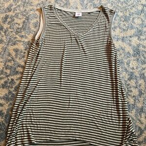 CAbi Olive & Cream Striped V-Neck surf Tank
